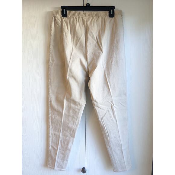 NWB CASUALS Women's Tan Elastic Waist High Rise Straight Leg Pant Size L - Picture 2 of 3